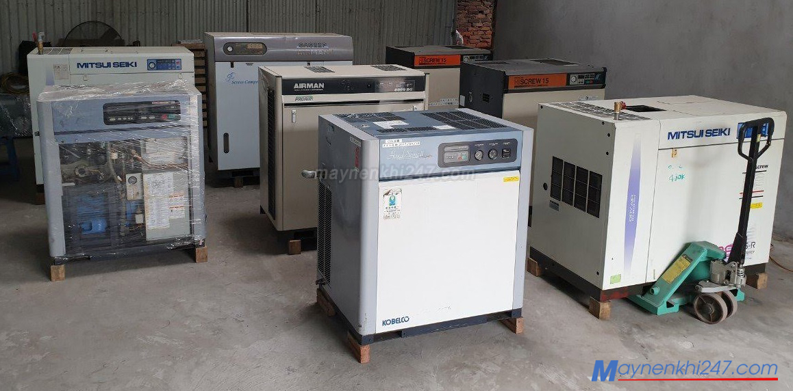 kho máy nén khí cũ hàng nhật bãi