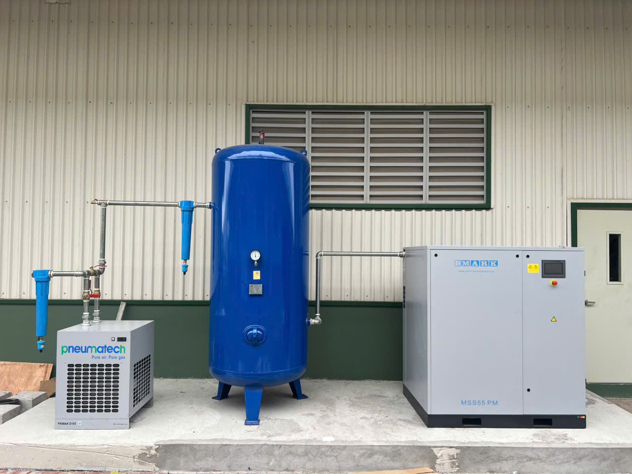 Lắp đặt Bộ Máy nén khí trục vít Mark 55kW cho khách hàng ngành Sản xuất nhựa tại Hải Phòng