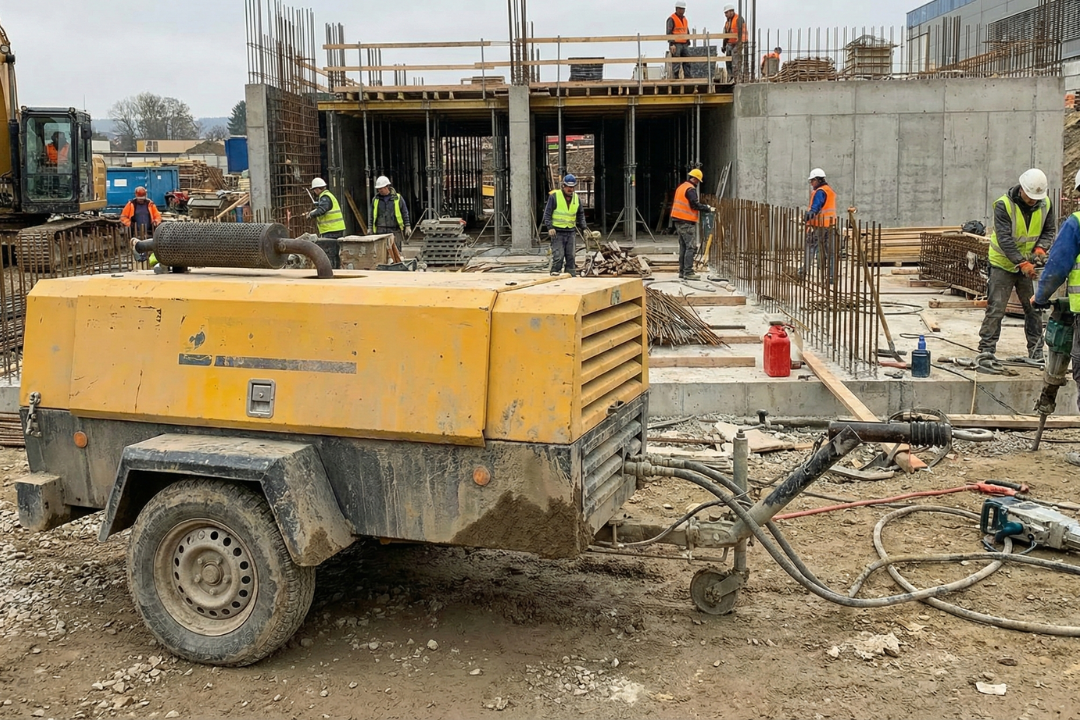 Máy nén khí diesel trong ngành xây dựng