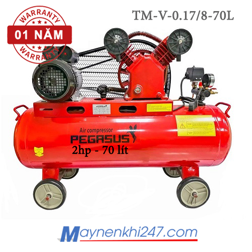 Máy nén khí mini Pegasus 2 HP, bình 70 lít, TM-V-0.17/8-70L