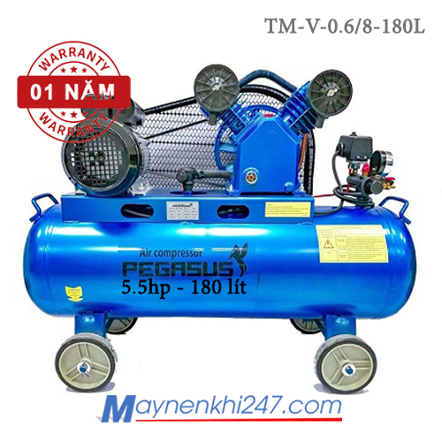 Máy nén khí Pegasus 5.5 HP, 180l, 8bar, 380V TM-V-0.6/8-180L