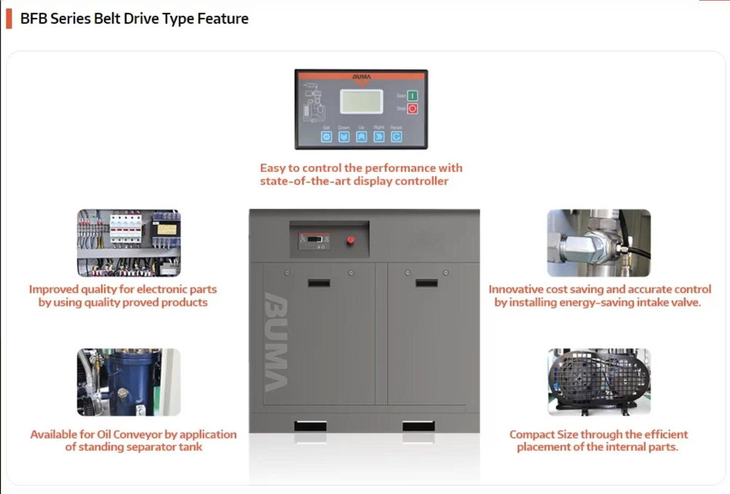 Máy nén khí trục vít 5.5KW Buma BFB5.5T