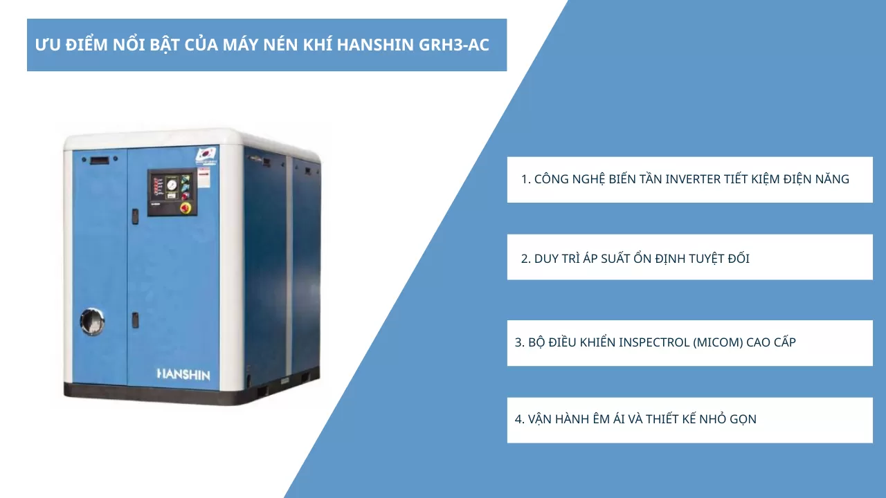 ưu điểm m&aacute;y n&eacute;n khi hanshin grh3-35ac