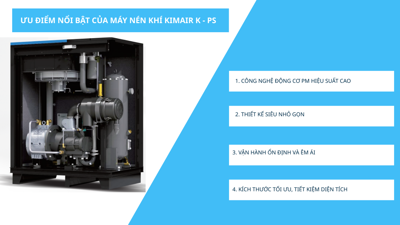 ưu điểm m&aacute;y n&eacute;n kh&iacute; kimair k100PSv