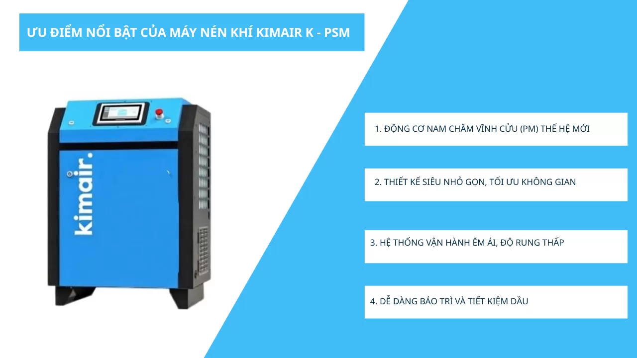 đặc điểm m&aacute;y n&eacute;n kh&iacute; trục v&iacute;t biến tần k220psm
