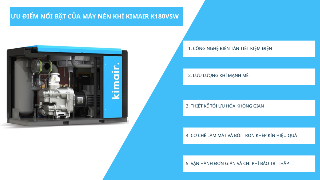 ưu điểm m&aacute;y n&eacute;n kh&iacute; kimair k180vsw