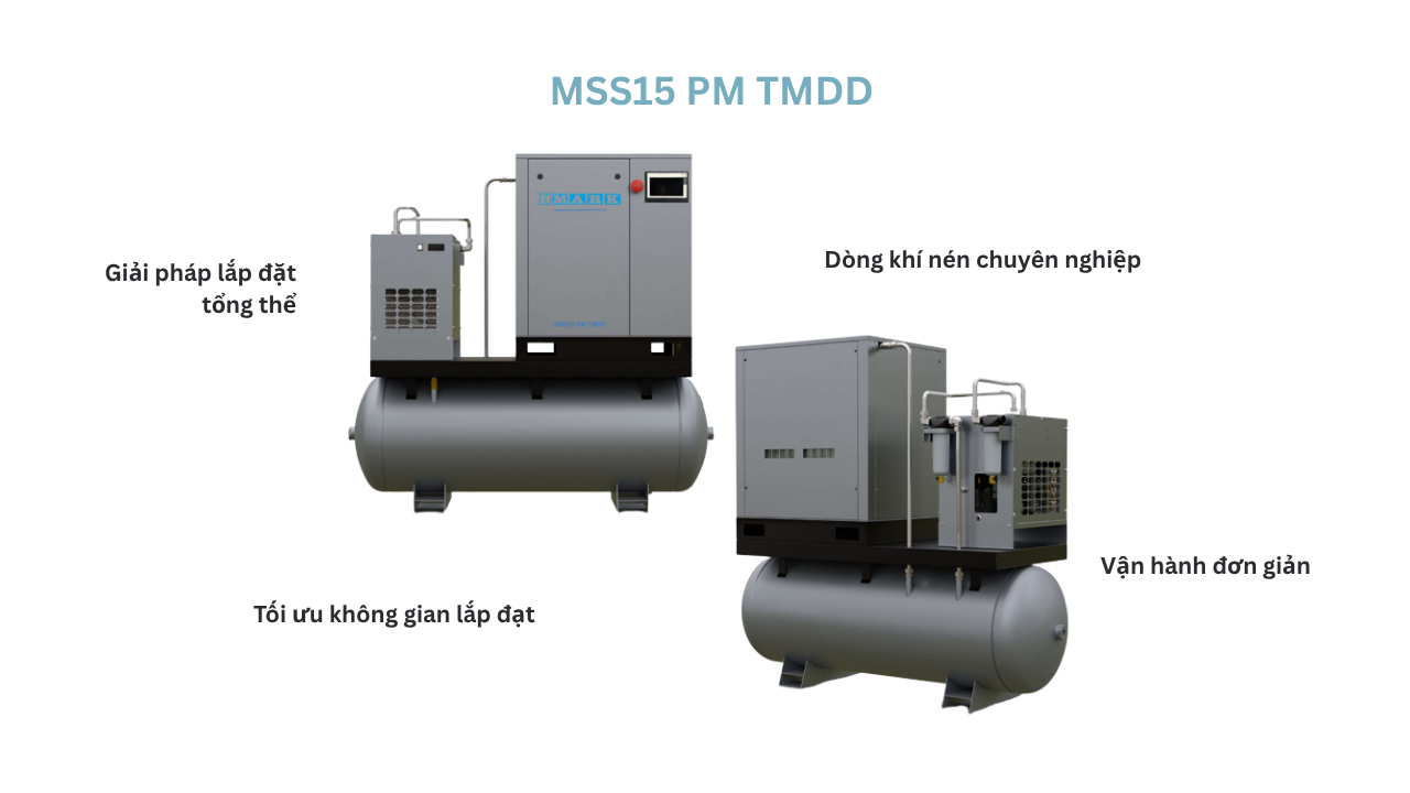 máy nén khí trục vít biến tần mark 20hp mss15 pm tmdd