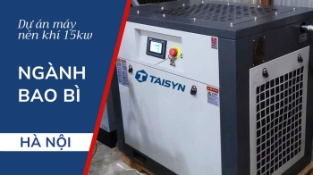 Lắp đặt Bộ Máy nén khí Taisyn 15kW cho khách hàng ngành Bao bì tại Hà Nội