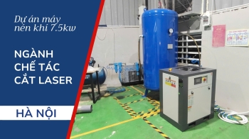 Lắp đặt Bộ Máy nén khí Taisyn 7.5kW cho khách hàng ngành Chế tác cắt laser tại Hà Nội