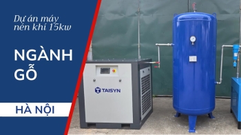 Lắp đặt Bộ Máy nén khí Taisyn 15kW cho khách hàng ngành Gỗ tại Hà Nội