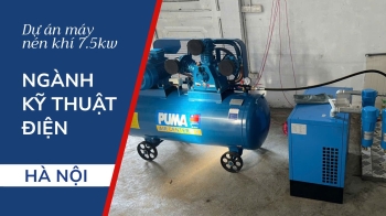 Lắp đặt Bộ Máy nén khí piston Puma 7.5kW cho khách hàng ngành Kỹ thuật điện tại Hà Nội
