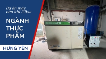 Lắp đặt bộ Máy nén khí Hitachi 22kW cho khách hàng ngành Thực phẩm tại Hưng Yên