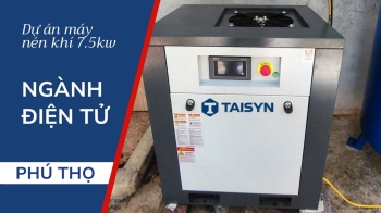 Lắp đặt Bộ máy nén khí Taisyn 7.5kW cho khách hàng ngành Điện tử tại Phú Thọ