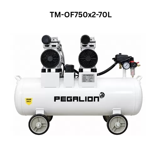 Máy nén khí không dầu Pegalion (Pegasus) 2HP, 70L, 220V, 8bar TM-OF750x2-70L