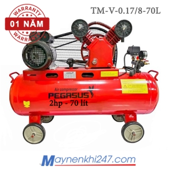 Máy nén khí mini Pegasus 2 HP, bình 70 lít, TM-V-0.17/8-70L
