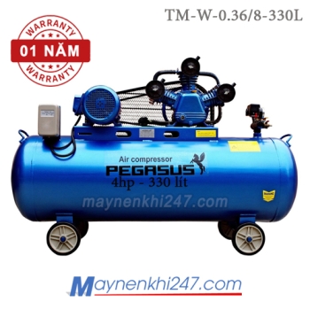 Máy nén khí Pegasus 4HP, 330l, 8bar, 380V TM-W-0.36/8-330L