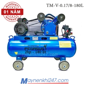 Máy nén khí Pegasus 2 HP, 170l, 8 bar, 220V, TM-V-0.17/8-180L