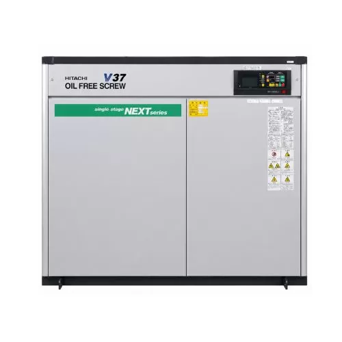 Máy nén khí trục vít không dầu Hitachi 37kw (50hp), DSP-37ATR5 (hàng cũ, Nhật bãi)