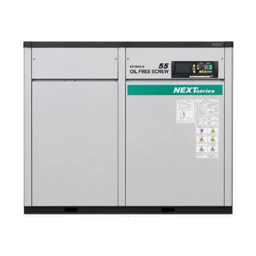 Máy nén khí trục vít không dầu Hitachi 55kw (75hp), DSP-55A(T)R5 (Nhật bãi)